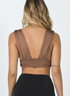 Princess Polly Suki Top  Brown Outlet