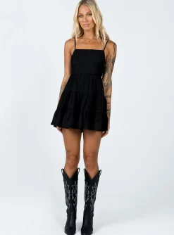Princess Polly Summer Break Mini Dress  Black Cheap