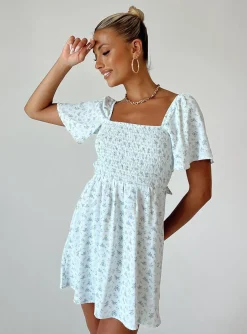 Princess Polly Summer Nights Mini Dressfloral   Blue Store