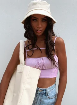 Princess Polly Summer Salt Terry Bucket Hat Cream Clearance