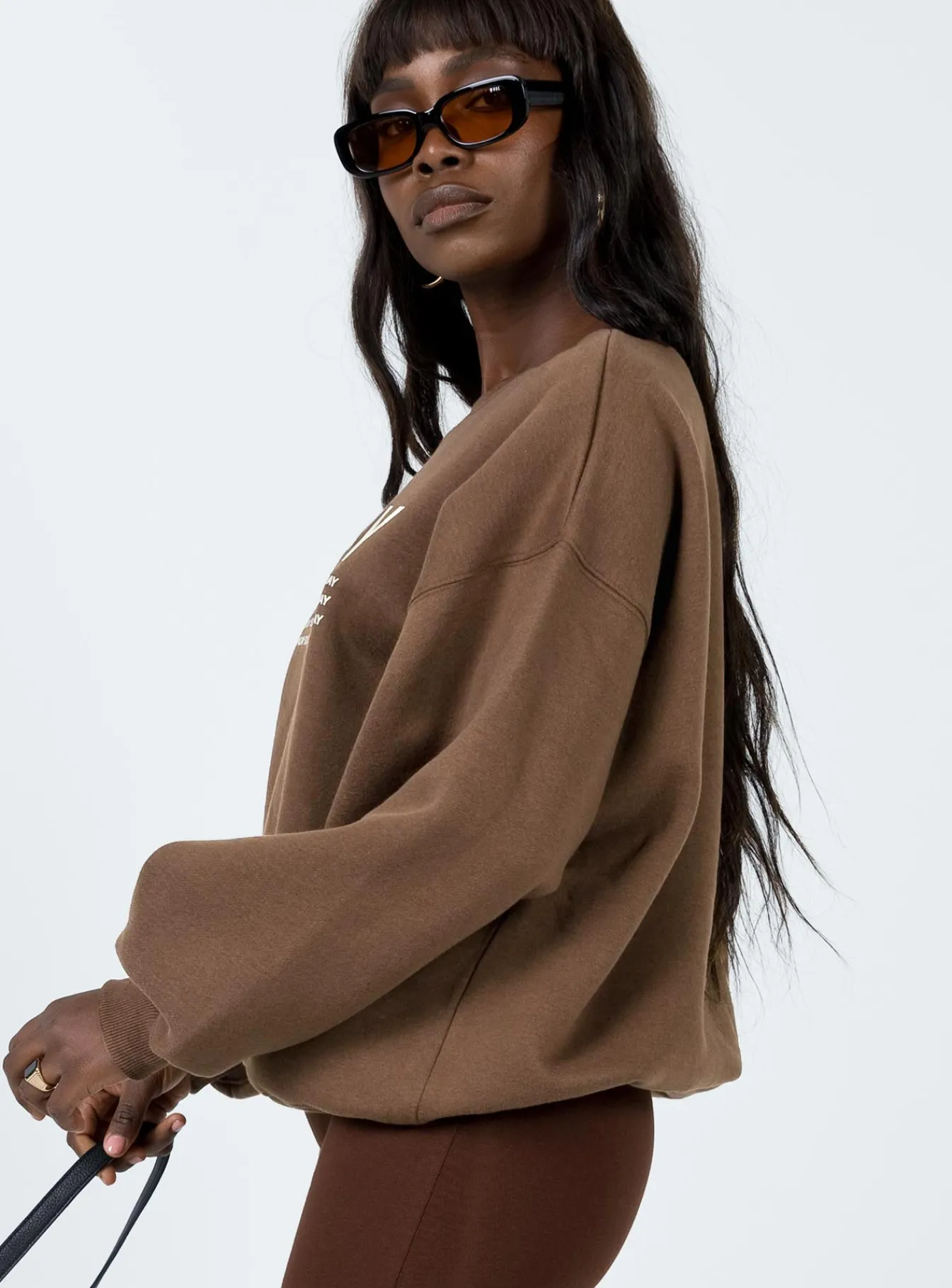 Princess Polly Sunday Funday Sweatshirt Brown Hot