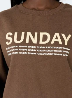 Princess Polly Sunday Funday Sweatshirt Brown Hot