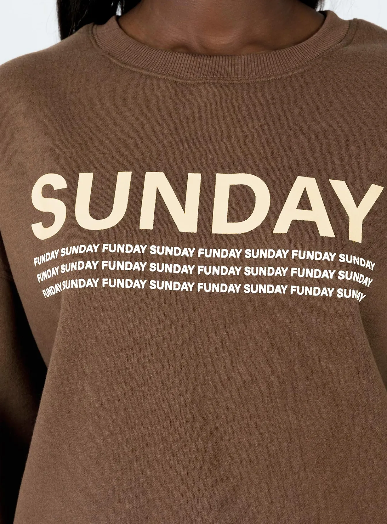 Princess Polly Sunday Funday Sweatshirt Brown Hot