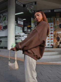 Princess Polly Sunday Funday Sweatshirt Brown Hot