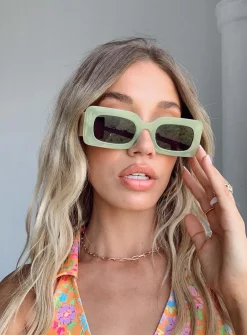 Princess Polly Sunset Daze Sunglasses  Green Sale