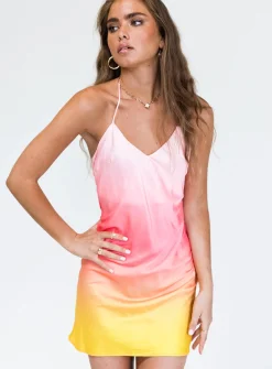 Princess Polly Sunset Mini Dress  Pink Multi New