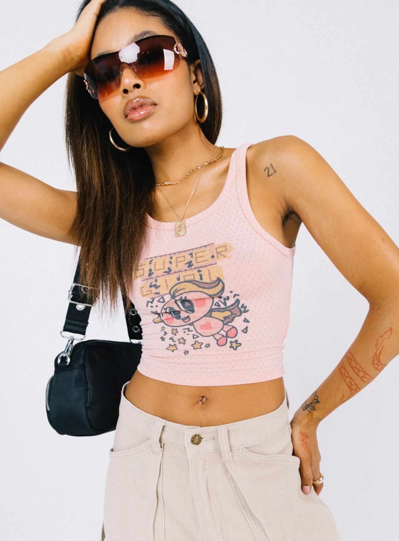 Princess Polly Supergirl Tank Top Pink Clearance