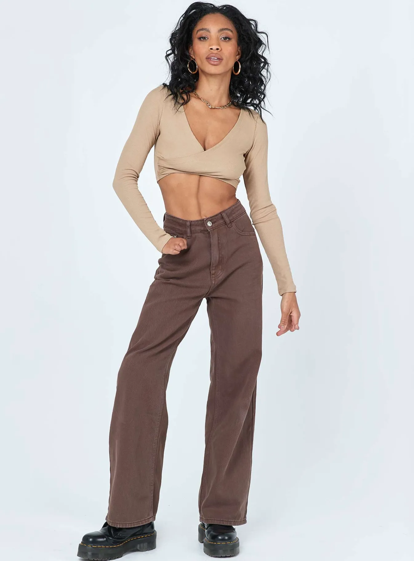 Princess Polly Suri Long Sleeve Top Beige Fashion