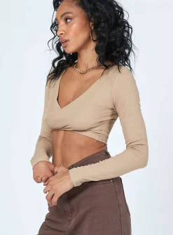 Princess Polly Suri Long Sleeve Top Beige Fashion