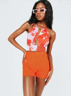 Princess Polly Susan Knit Shorts  Orange Cheap