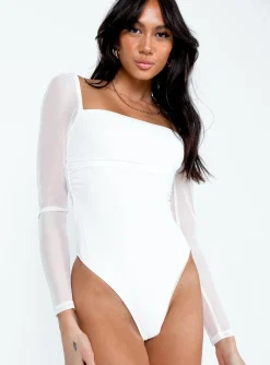Princess Polly Sussock Long Sleeve Bodysuit  White Store