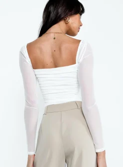 Princess Polly Sussock Long Sleeve Bodysuit  White Store