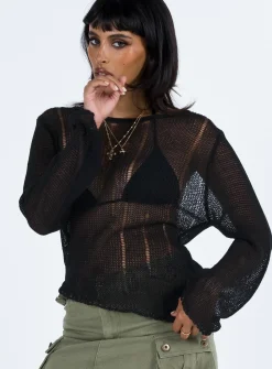 Princess Polly Sweeney Sweater  Black Outlet