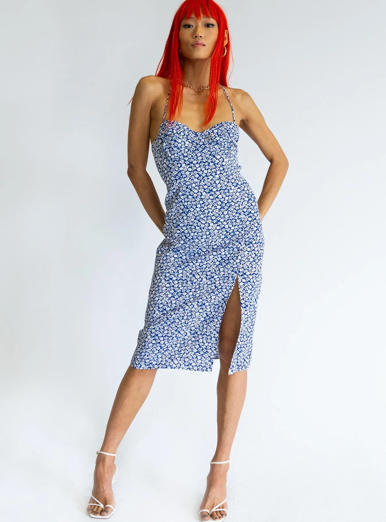 Princess Polly Sweetner Midi Dress Blue Flash Sale