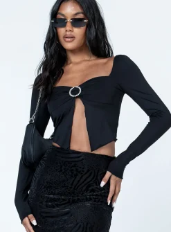 Princess Polly Sylvie Long Sleeve Top  Black Sale