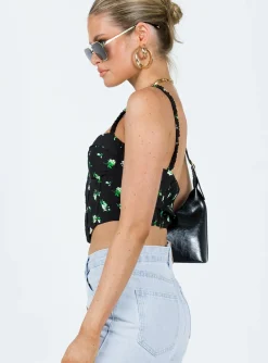 Princess Polly Symonds Corset Top Black / Floral Flash Sale
