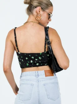 Princess Polly Symonds Corset Top Black / Floral Flash Sale