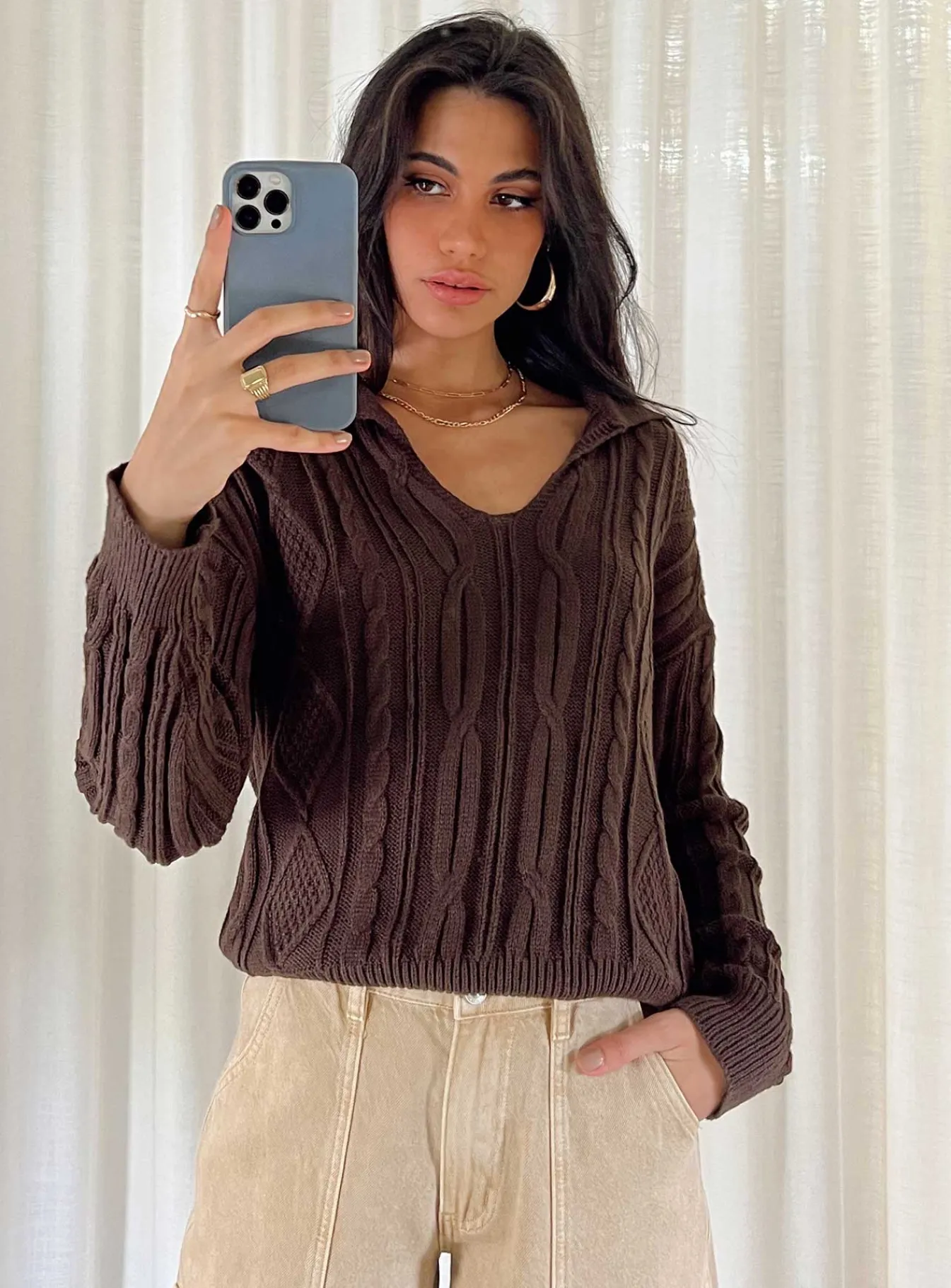 Princess Polly Symons Sweater Brown Best