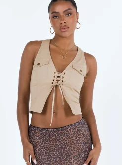 Princess Polly Synto Vest Top  Taupe Best Sale