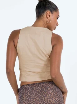 Princess Polly Synto Vest Top  Taupe Best Sale