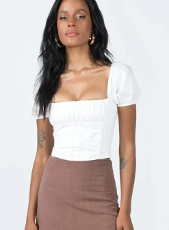 Princess Polly Taber Top  Ivory Flash Sale