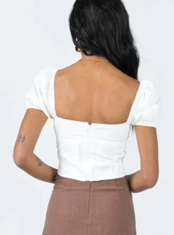 Princess Polly Taber Top  Ivory Flash Sale