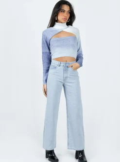Princess Polly Taggart Two Piece Sweater  Blue Clearance