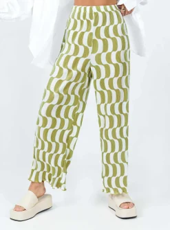 Princess Polly Taina Pleated Wide Leg Pantsmulti Green Cheap