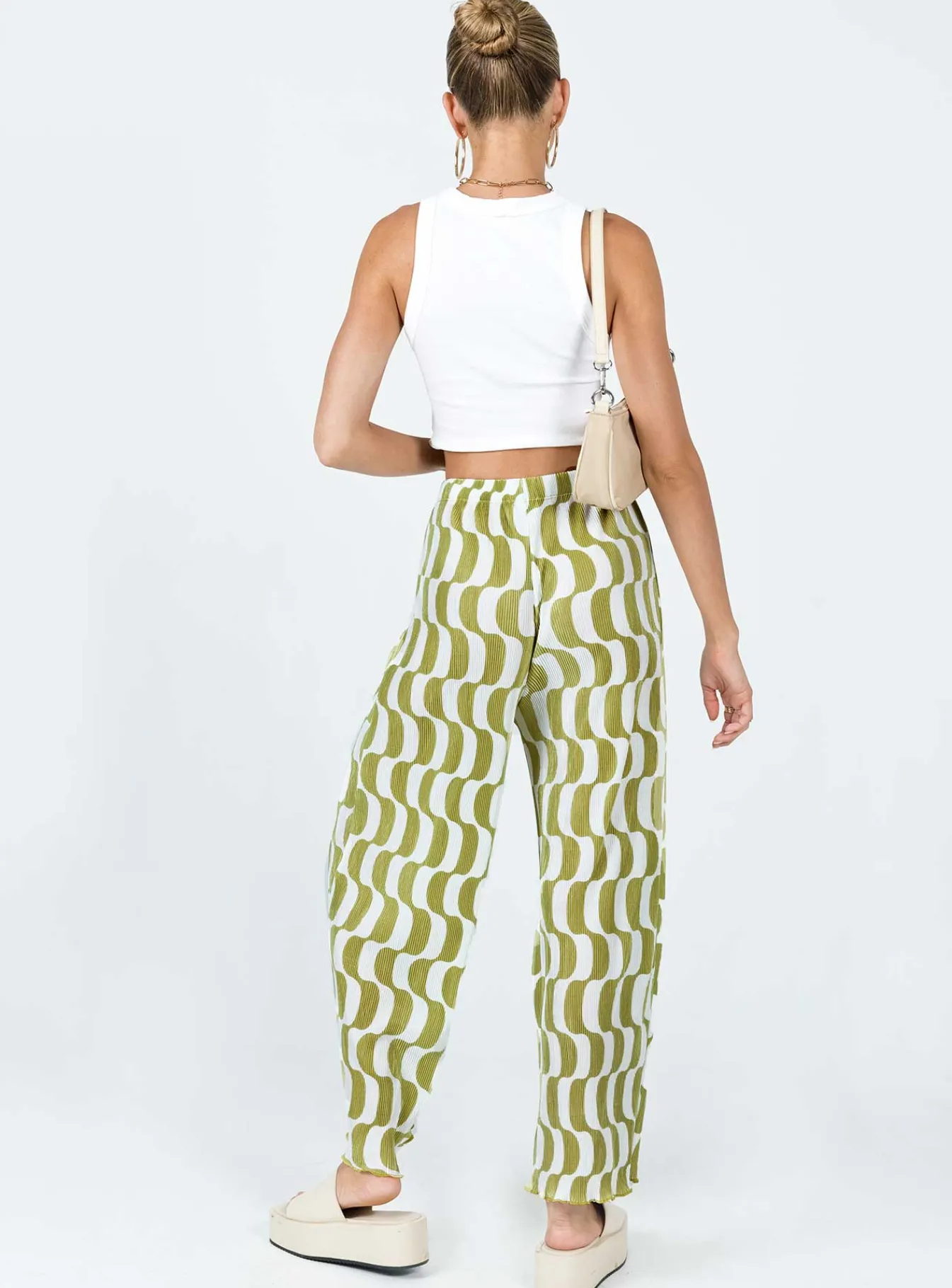 Princess Polly Taina Pleated Wide Leg Pantsmulti Green Cheap