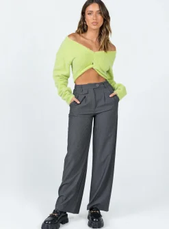 Princess Polly Taite Cropped Sweater  Green Outlet
