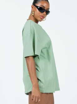 Princess Polly Take Care Oversized Tee Green Cheap
