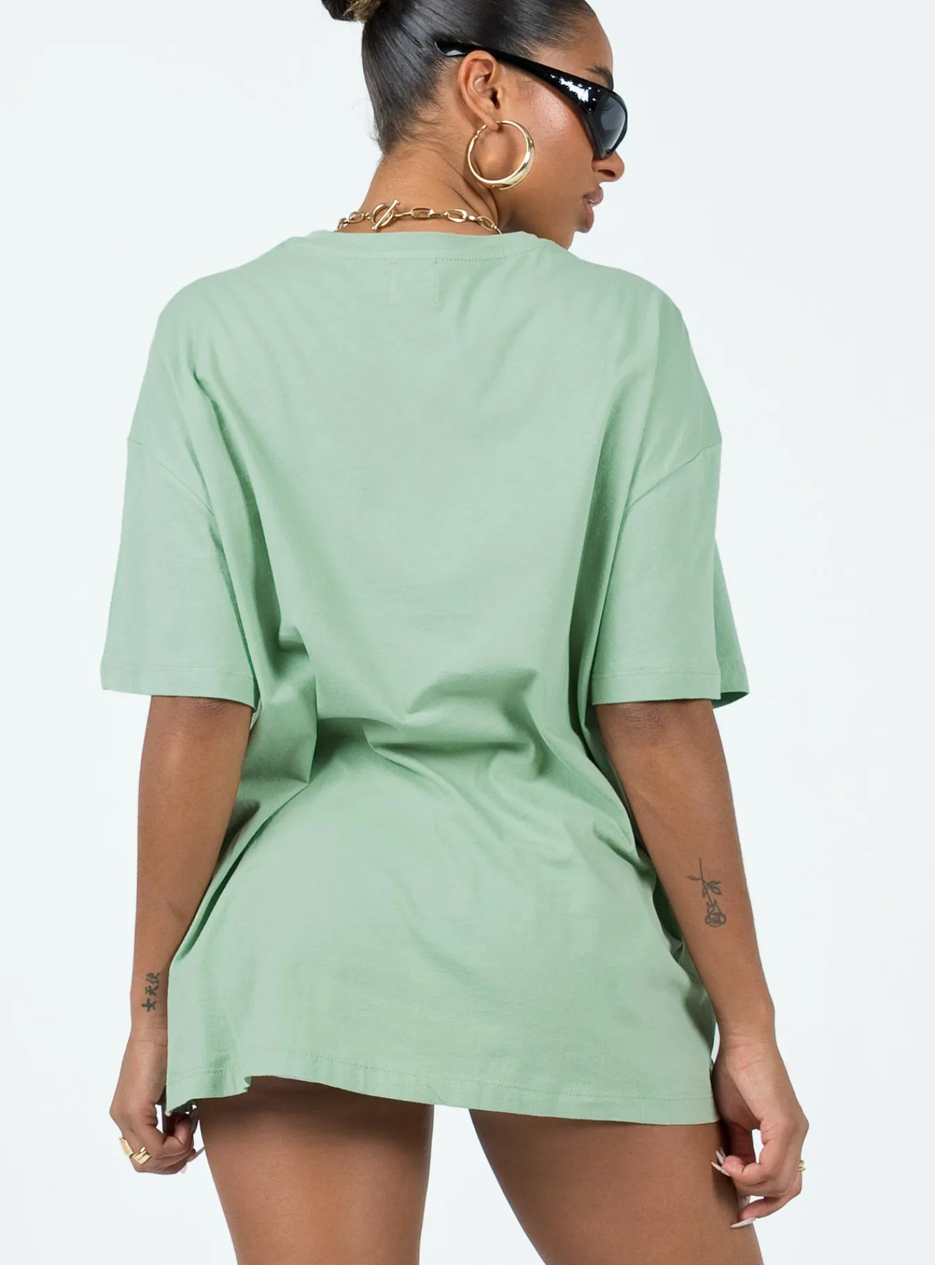 Princess Polly Take Care Oversized Tee Green Cheap