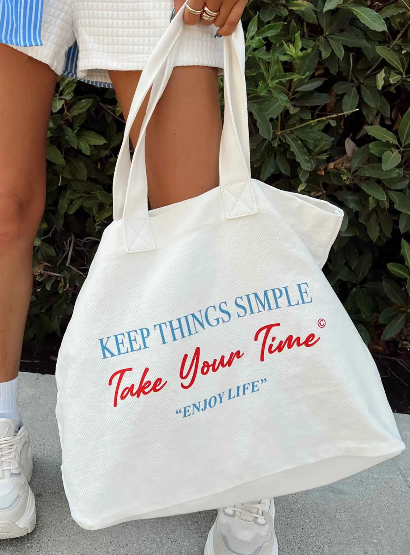 Princess Polly Take Your Time Tote Cream Cream / Blue Best