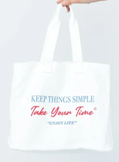 Princess Polly Take Your Time Tote Cream   Cream / Blue Best