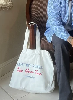 Princess Polly Take Your Time Tote Cream Cream / Blue Best