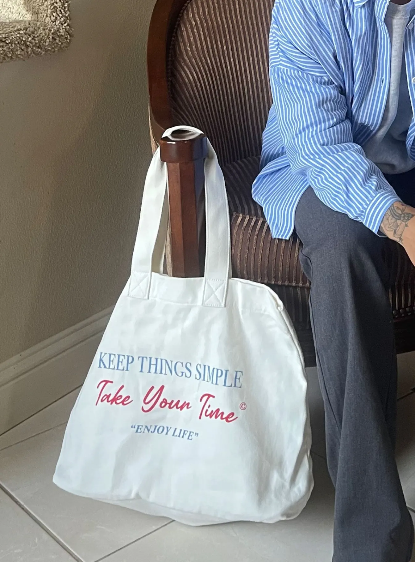 Princess Polly Take Your Time Tote Cream Cream / Blue Best