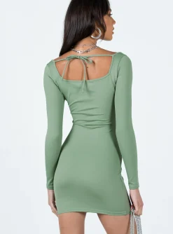 Princess Polly Talisa Long Sleeve Mini Dress  Green Sale