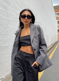 Princess Polly Talisa Oversized Blazer  Grey Cheap