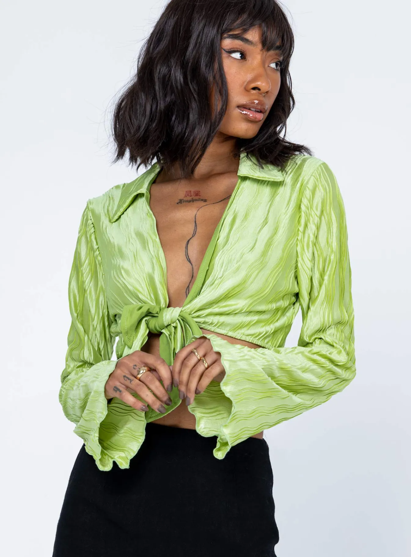 Princess Polly Talissa Long Sleeve Top Green Hot