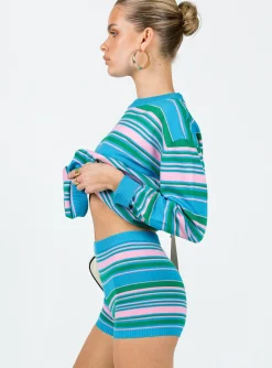Princess Polly Tallow Knit Stripe Shorts  Multi Discount