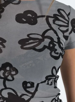 Princess Polly Tamara Top Meshfloral Grey Best