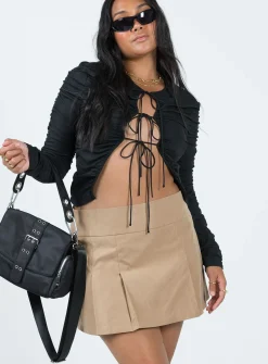 Princess Polly Tammi Pleat Mini Skirt  Beige Clearance