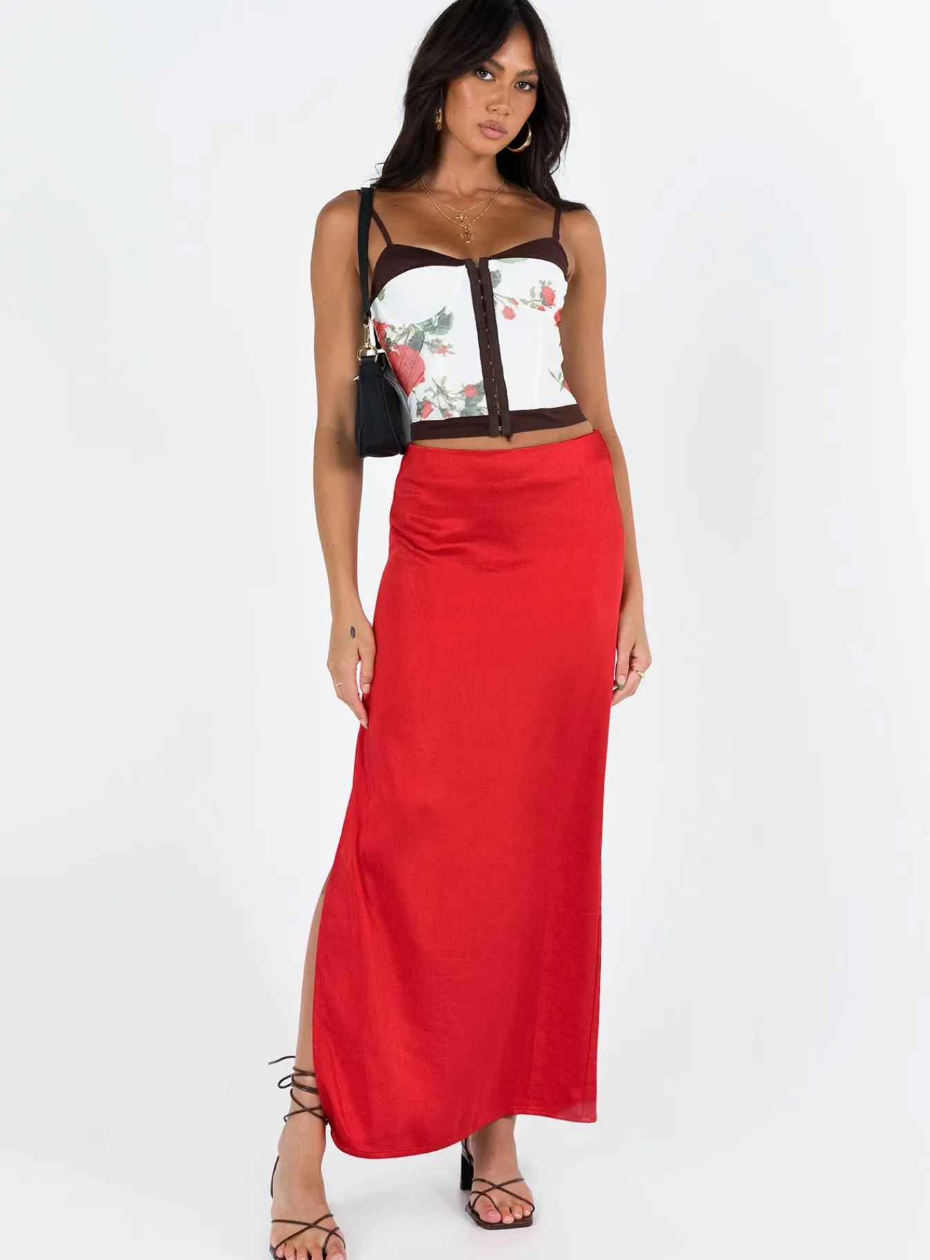 Princess Polly Tamra Maxi Skirt Red New