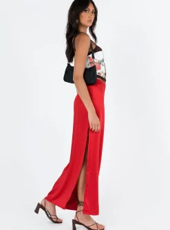Princess Polly Tamra Maxi Skirt Red New