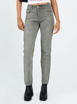 Princess Polly Tangmere Mid Rise Slim Jeans  Grey Flash Sale