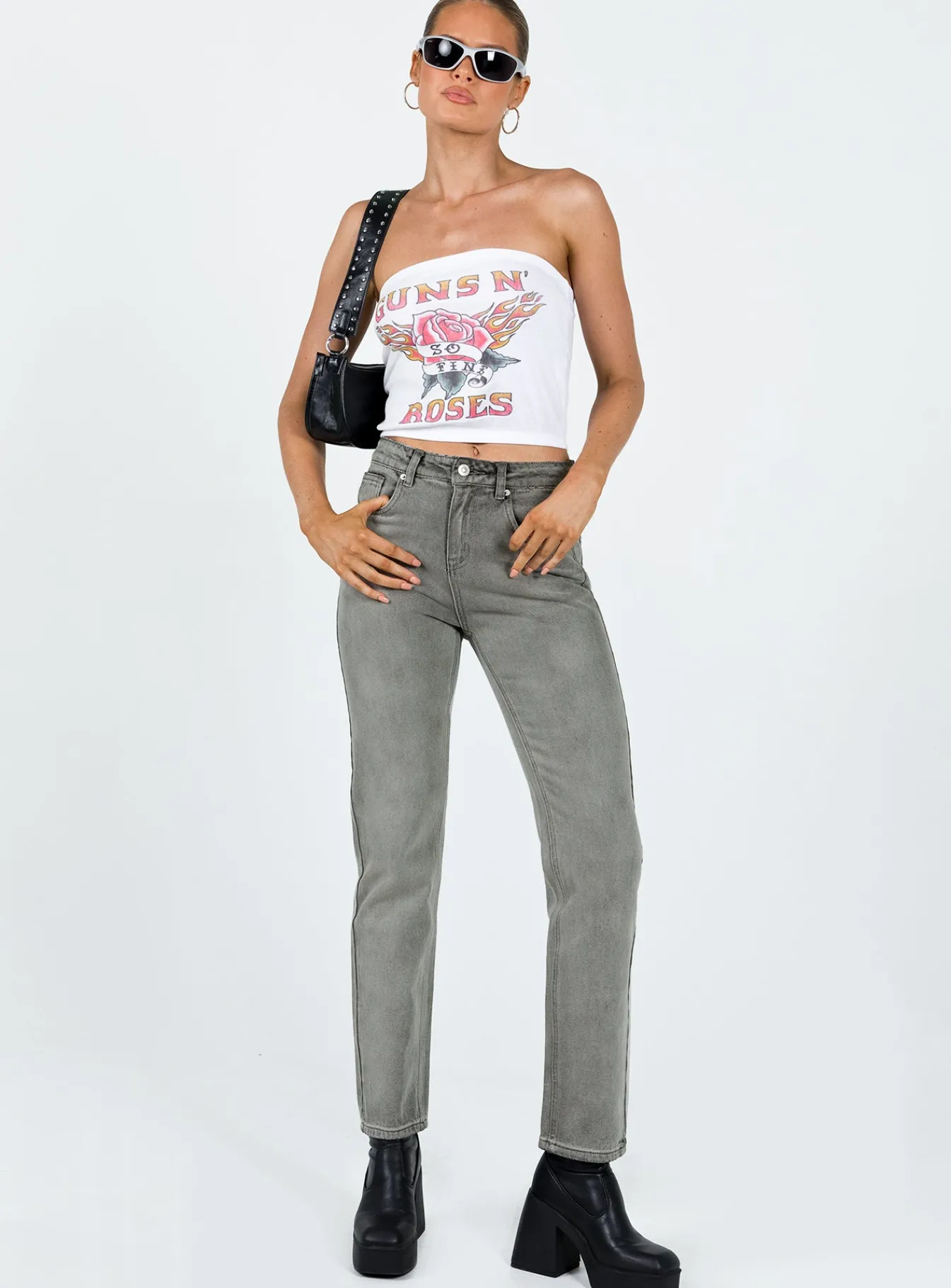 Princess Polly Tangmere Mid Rise Slim Jeans Grey Flash Sale
