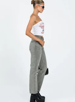 Princess Polly Tangmere Mid Rise Slim Jeans Grey Flash Sale