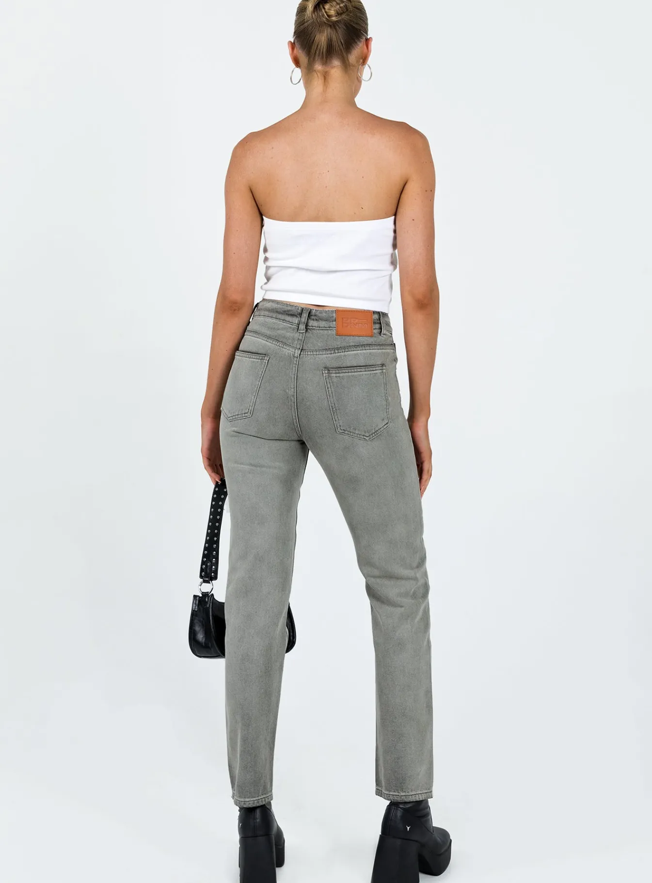 Princess Polly Tangmere Mid Rise Slim Jeans Grey Flash Sale