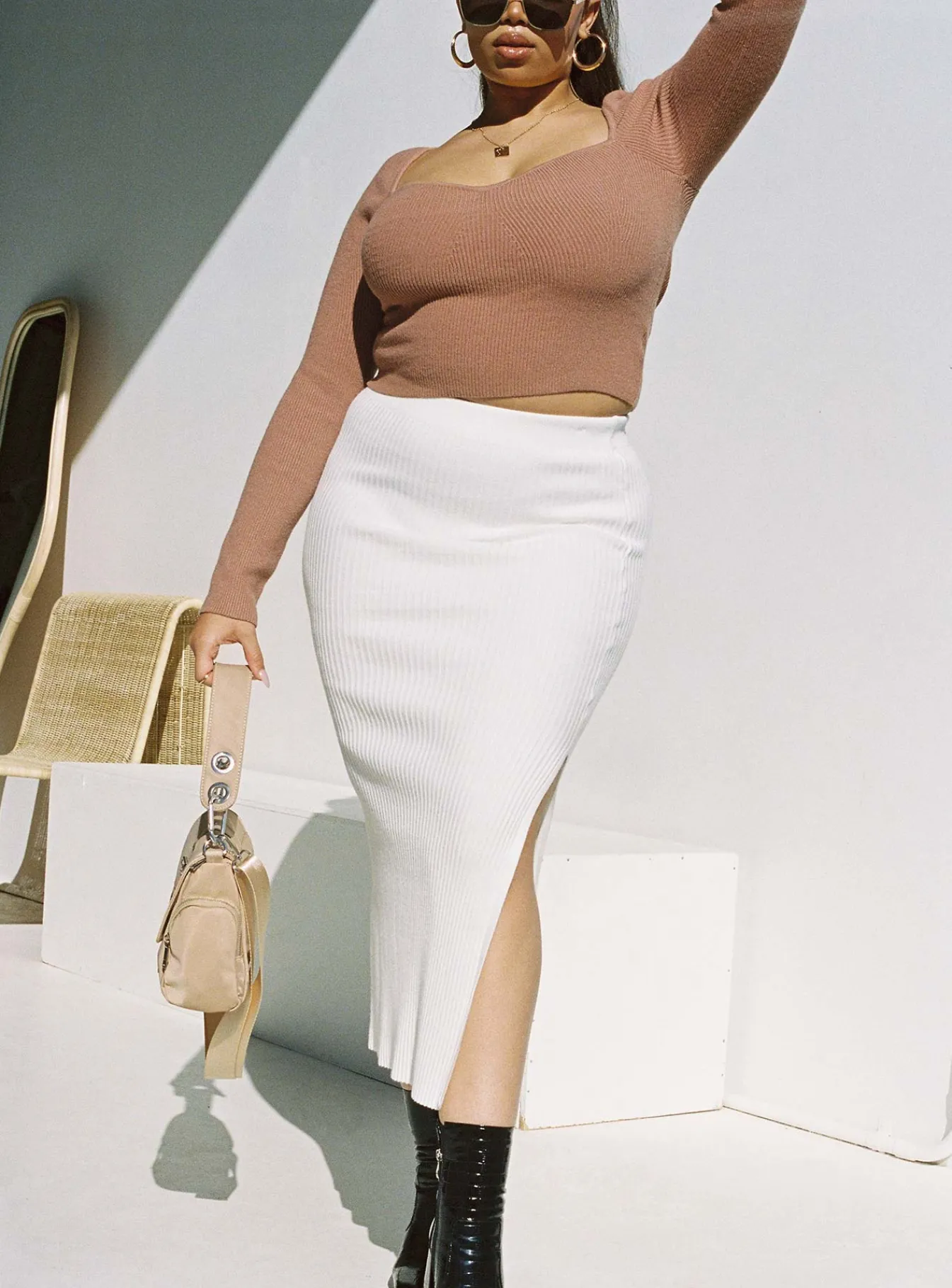 Princess Polly Tanna Midi Skirtcurve Cream Cheap