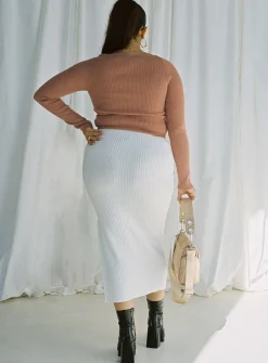 Princess Polly Tanna Midi Skirtcurve Cream Cheap